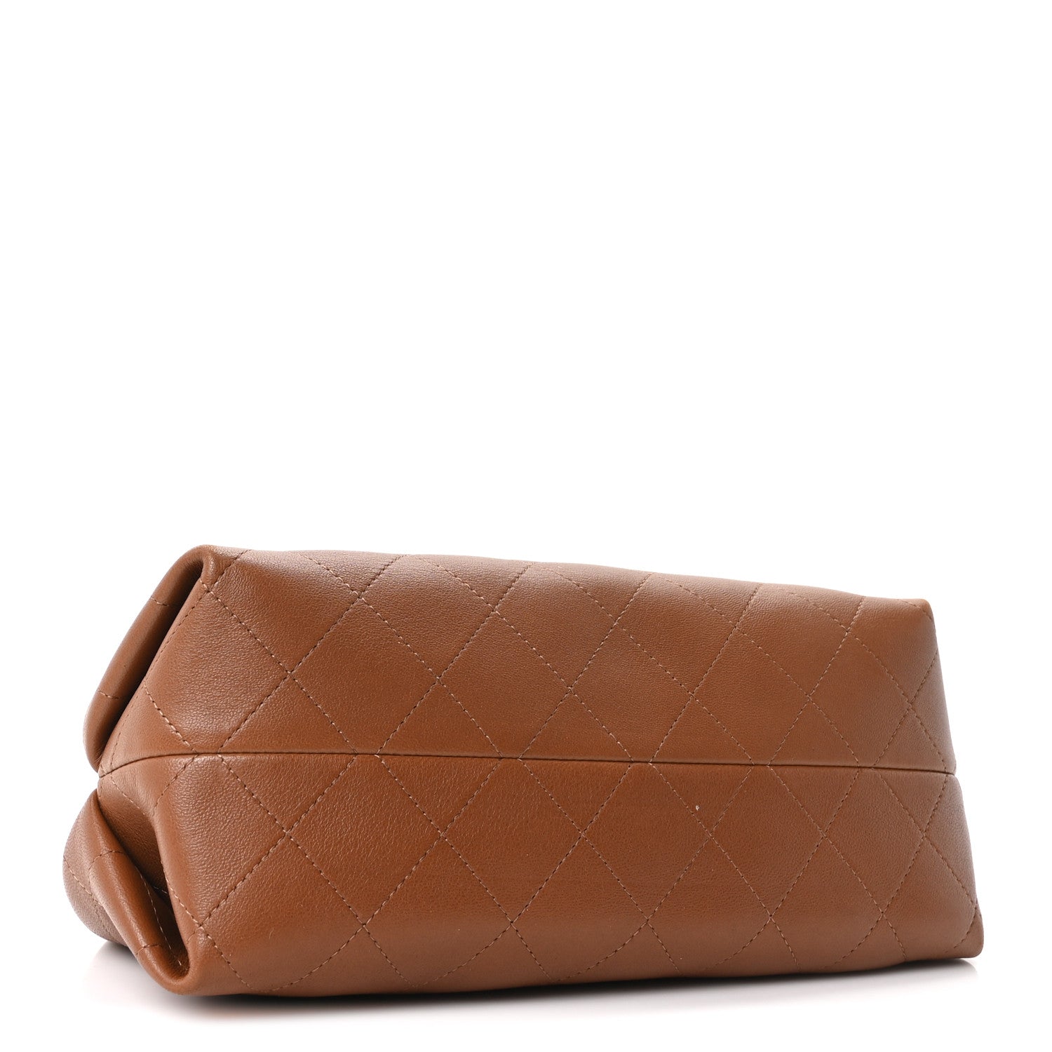 Lambskin Quilted Clutch With Chain Brown