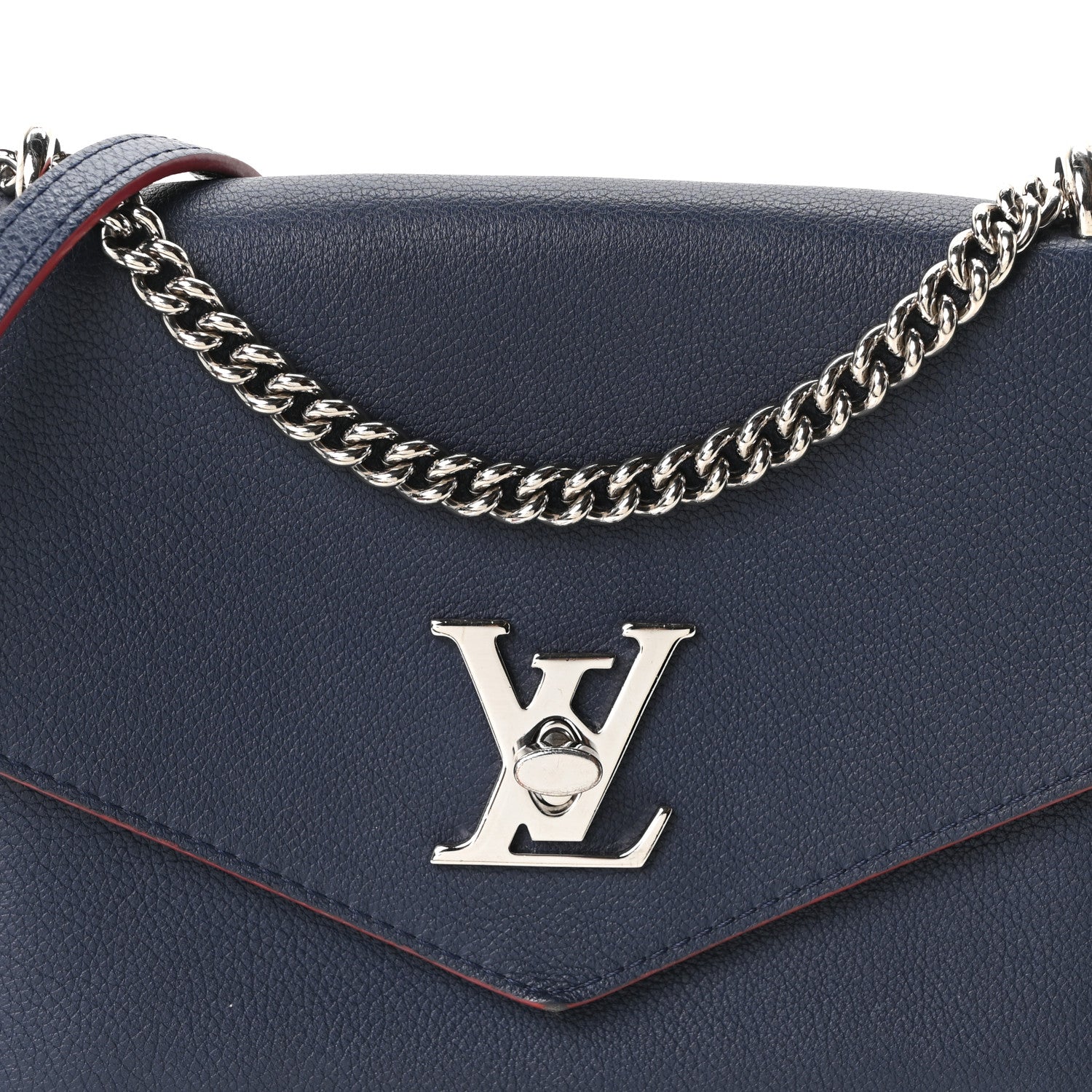 Soft Calfskin My Lockme Chain Bag BB Marine Rouge