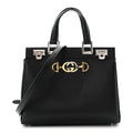 Grainy Calfskin Small Zumi Top Handle Bag Black