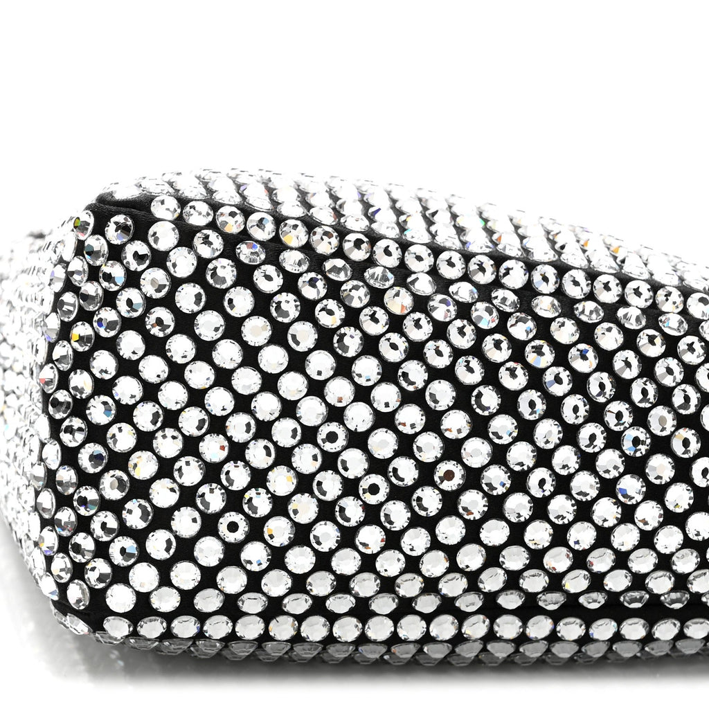 Satin Crystal Triangle Crossbody Pouch Cristal