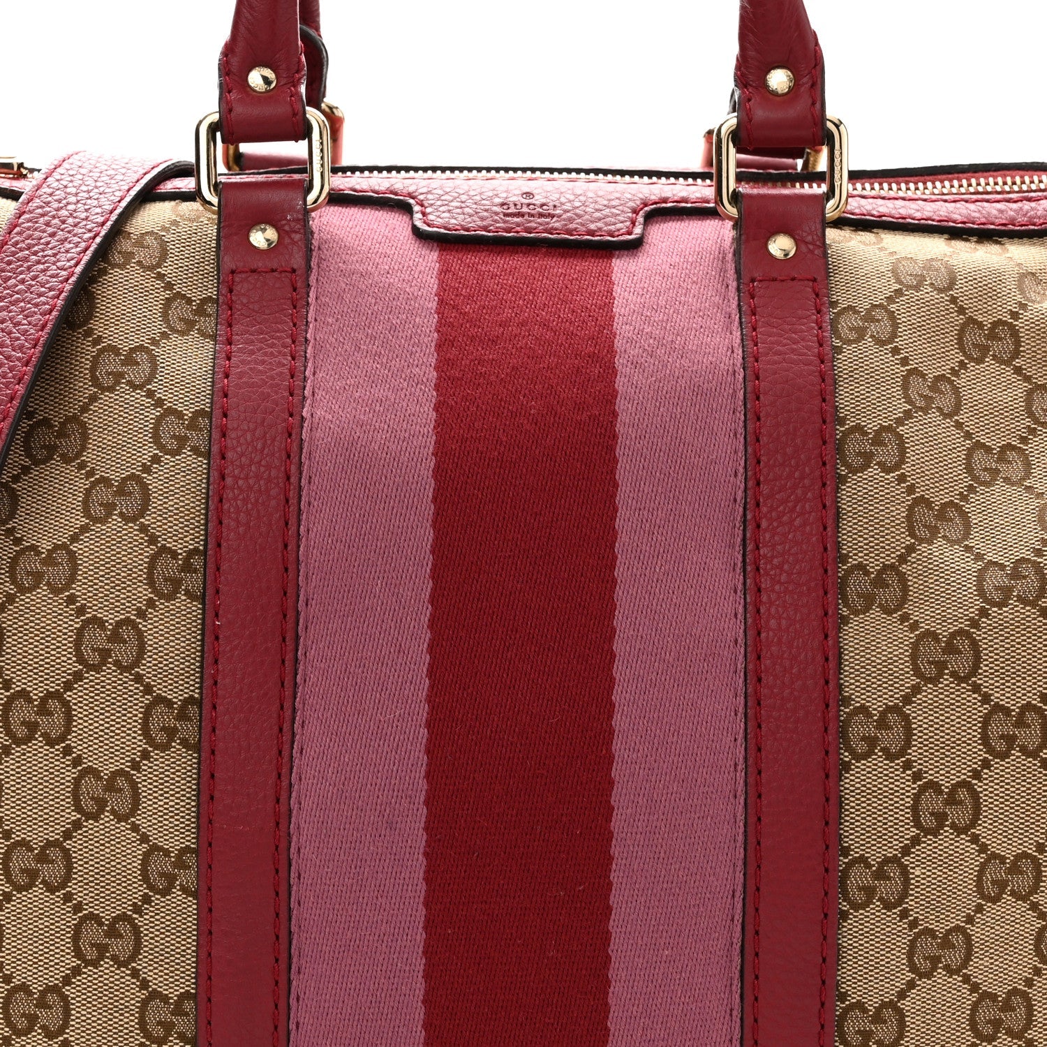Monogram Cellarius Calfskin Vintage Web Medium Boston  Beige Ebony Soft Burgundy Peonia Flower