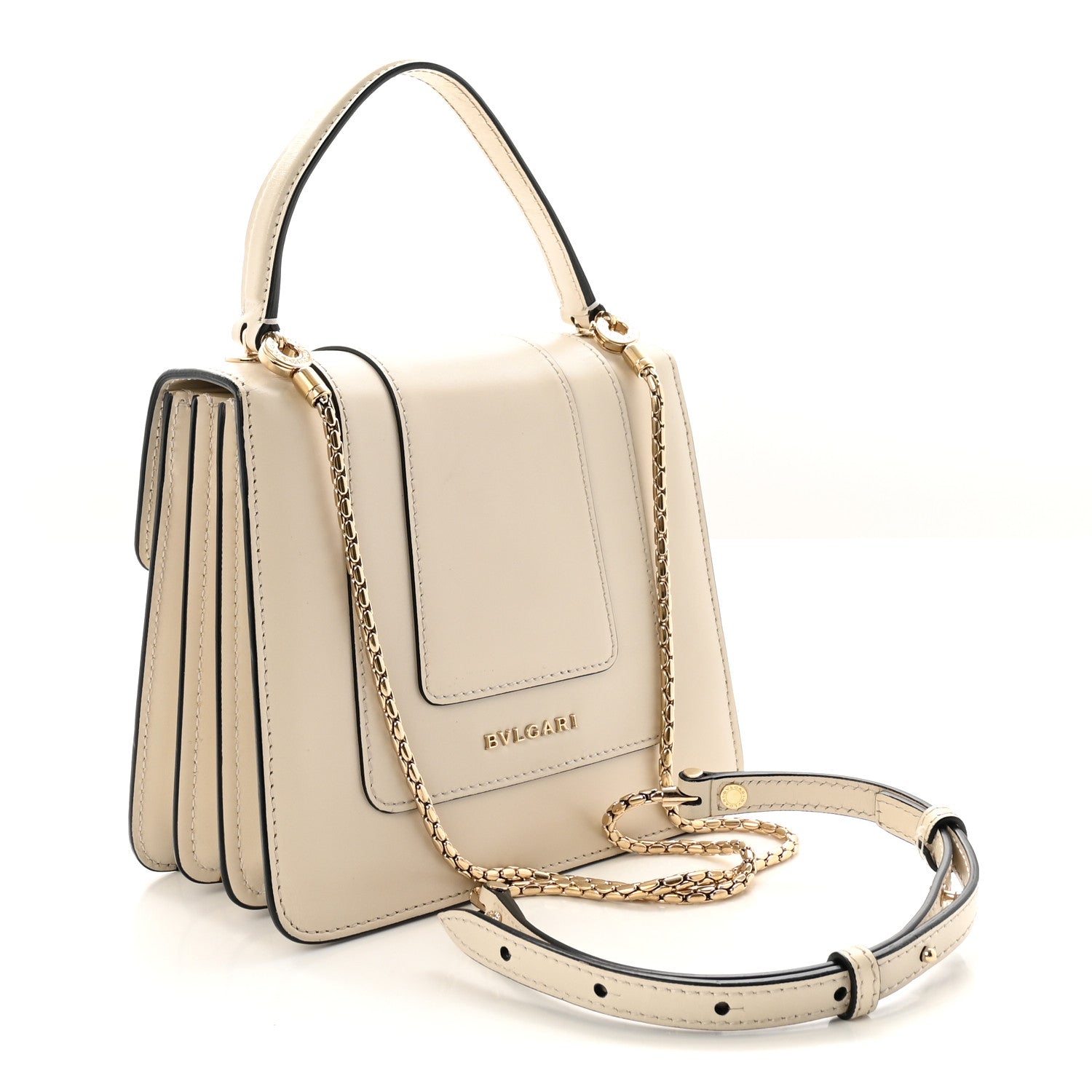 Calfskin Serpenti Forever Top Handle White
