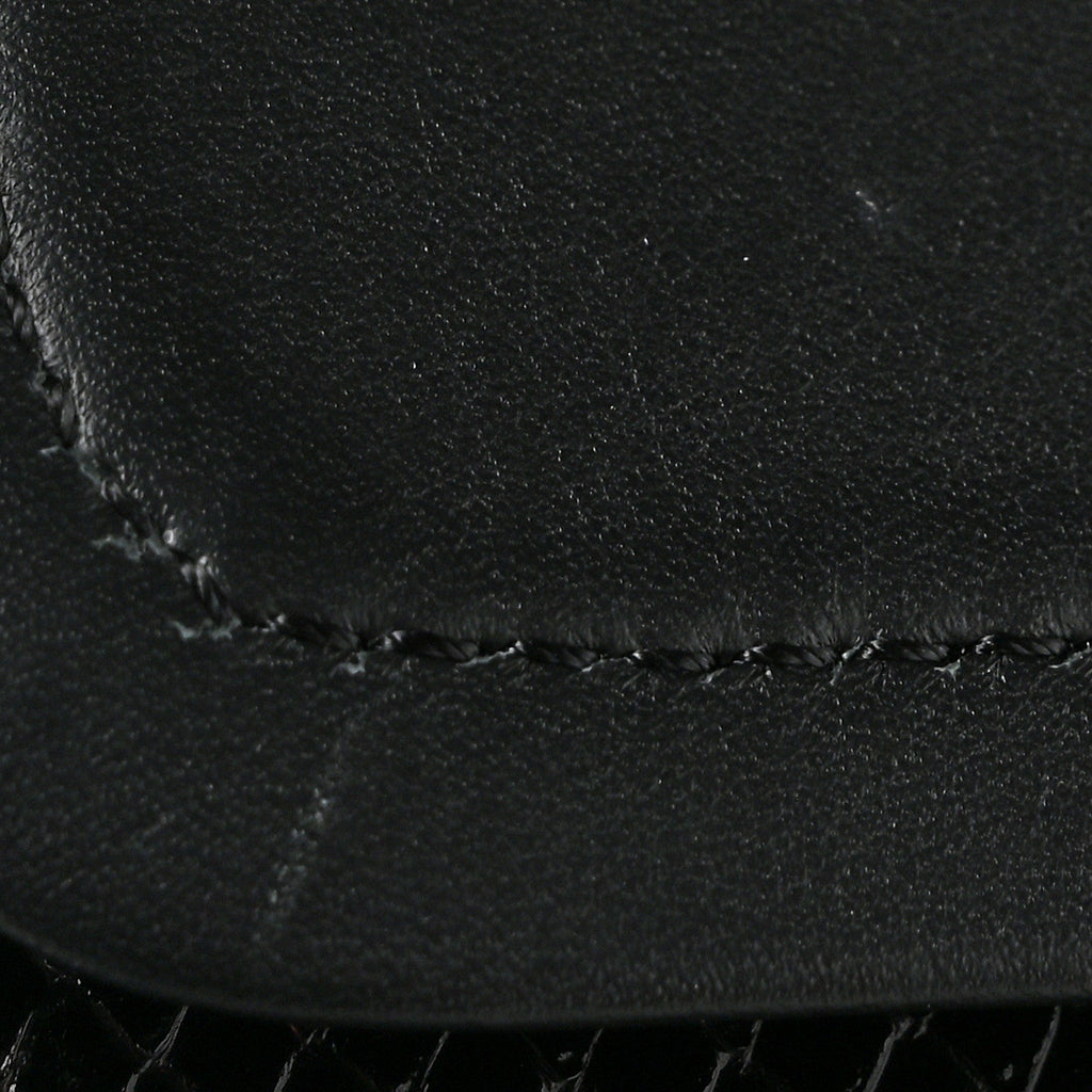 Snakeskin Medium Double Flap Black Pink