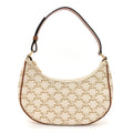 Canvas Calfskin Ava Triomphe Shoulder Bag White