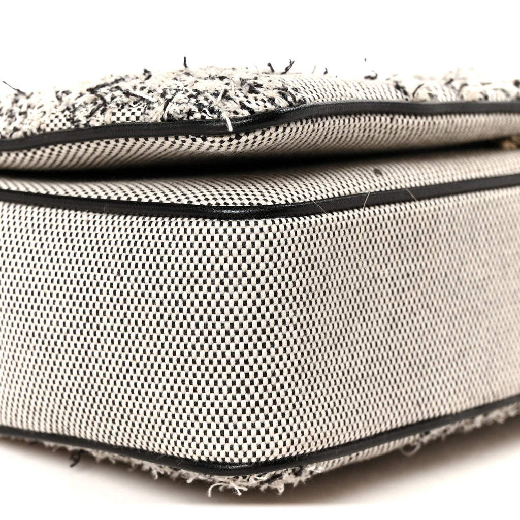 Lambskin Needle Punch Quilted Check Small Lola Bag White Black