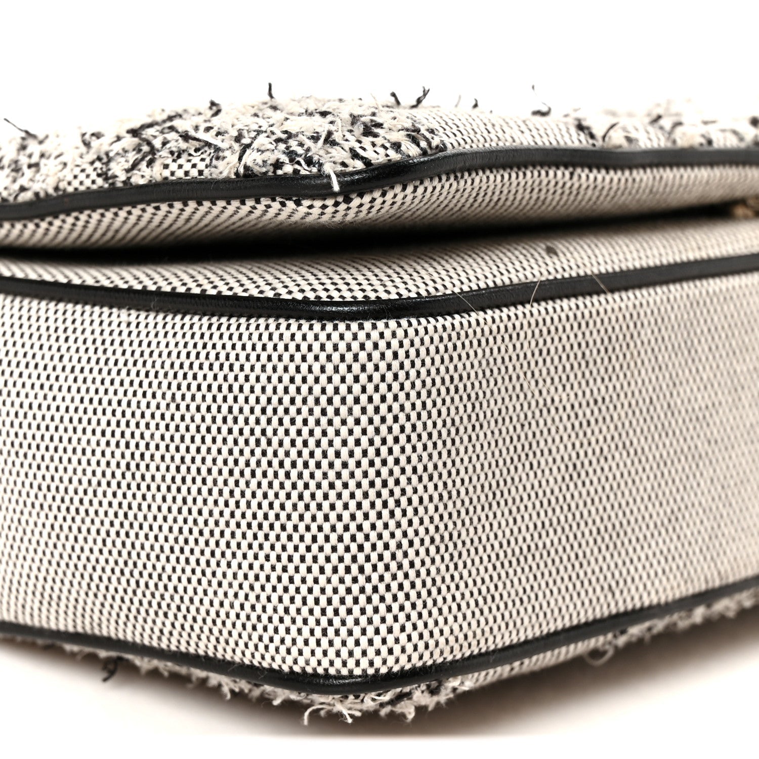 Lambskin Needle Punch Quilted Check Small Lola Bag White Black