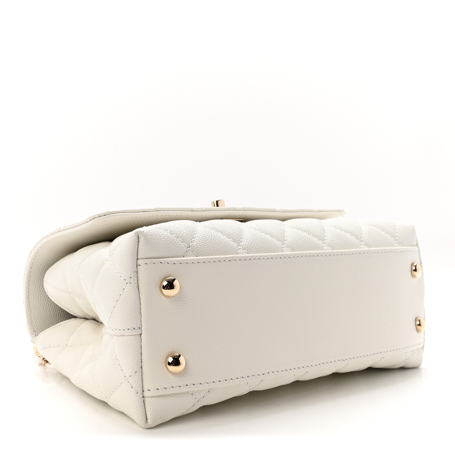 Caviar Quilted Mini Coco Handle Flap White