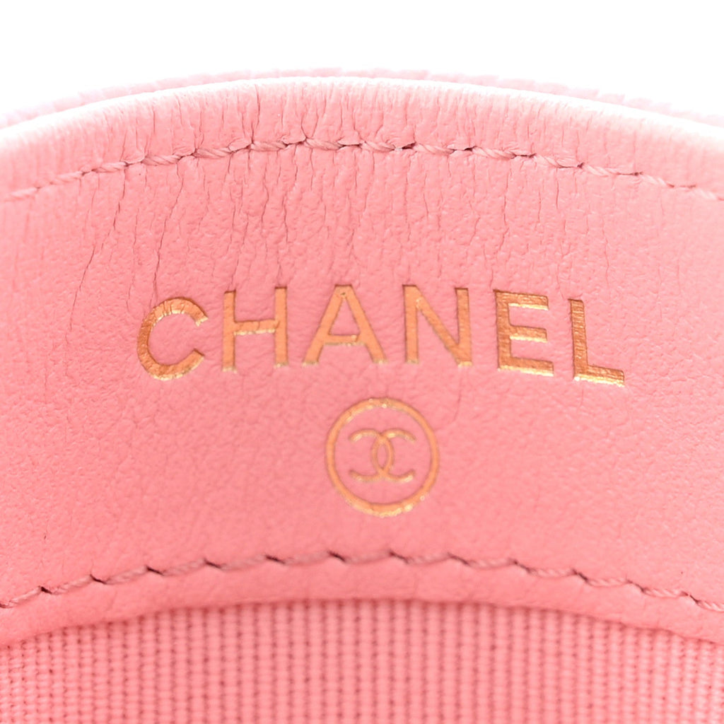 Caviar Quilted Card Holder Pink