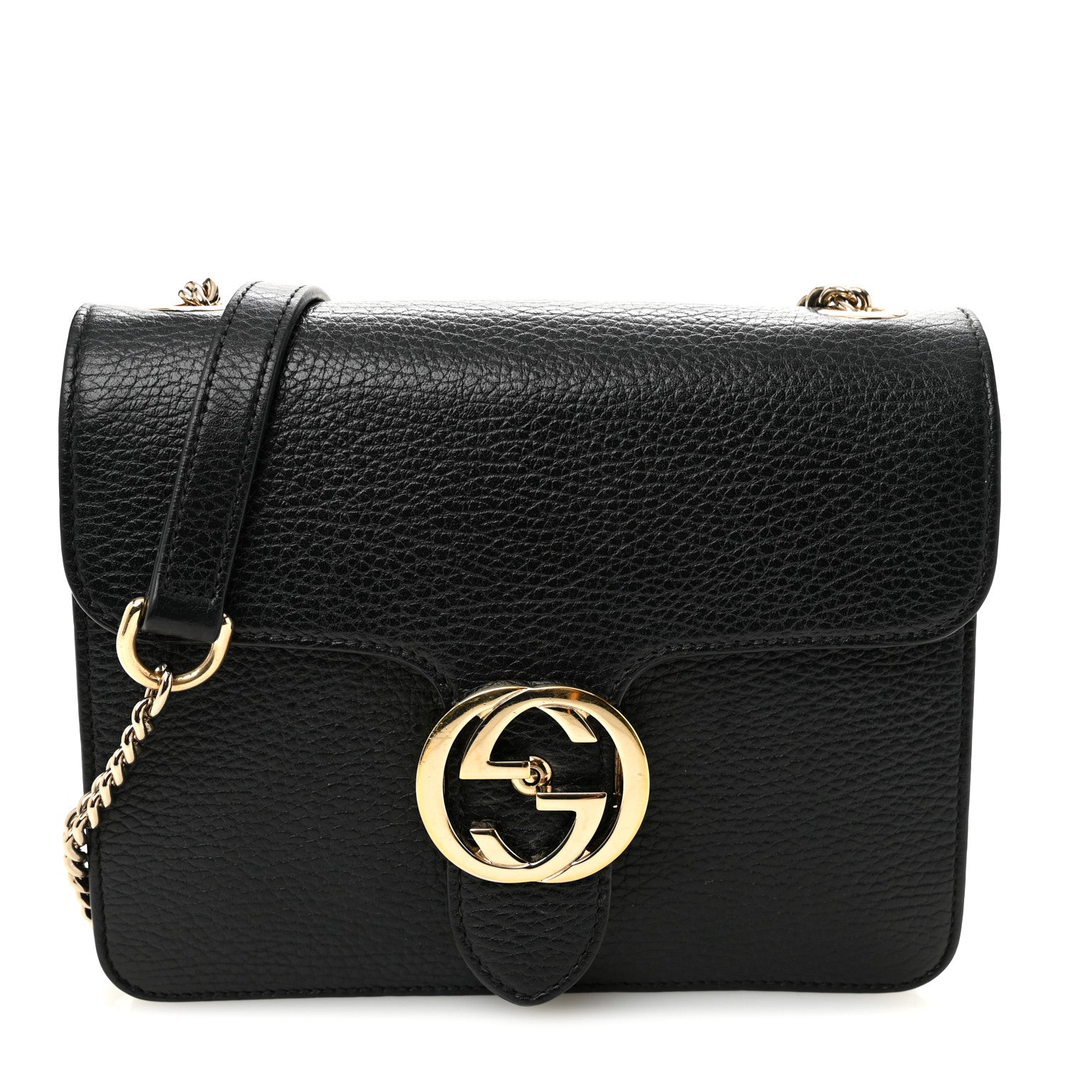 Dollar Calfskin Small Interlocking G Shoulder Bag Black