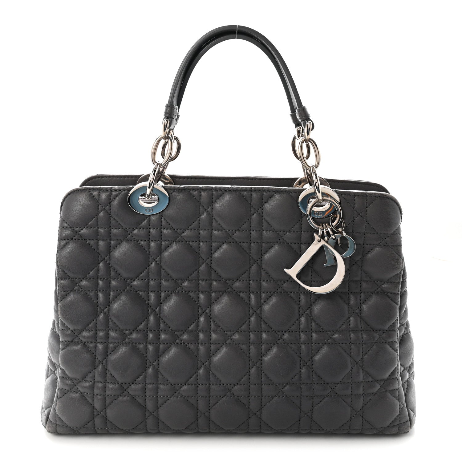 Lambskin Cannage Small Dior Soft Zipped Shopping Tote Grey