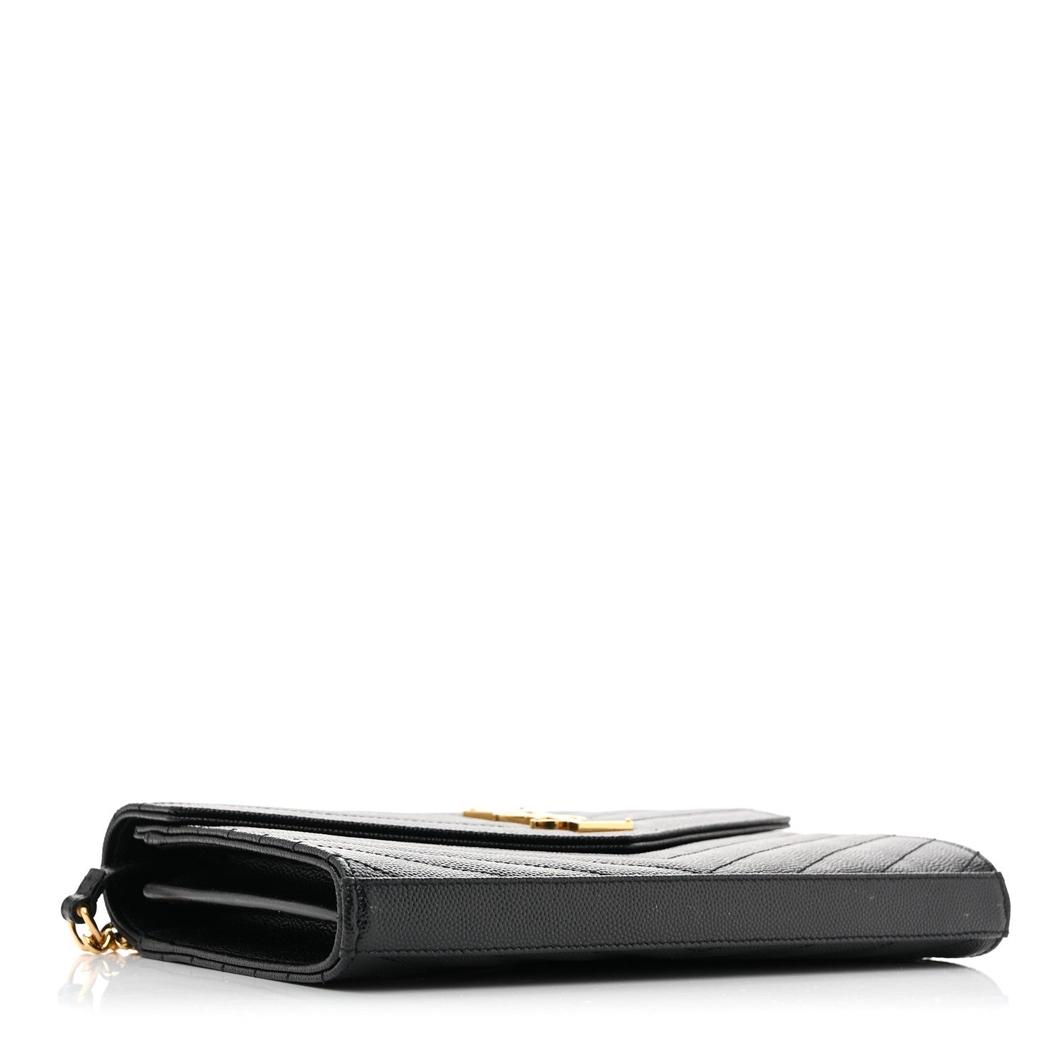 Grain De Poudre Matelasse Chevron Monogram Chain Wallet Black