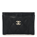 Caviar Quilted Card Holder Black