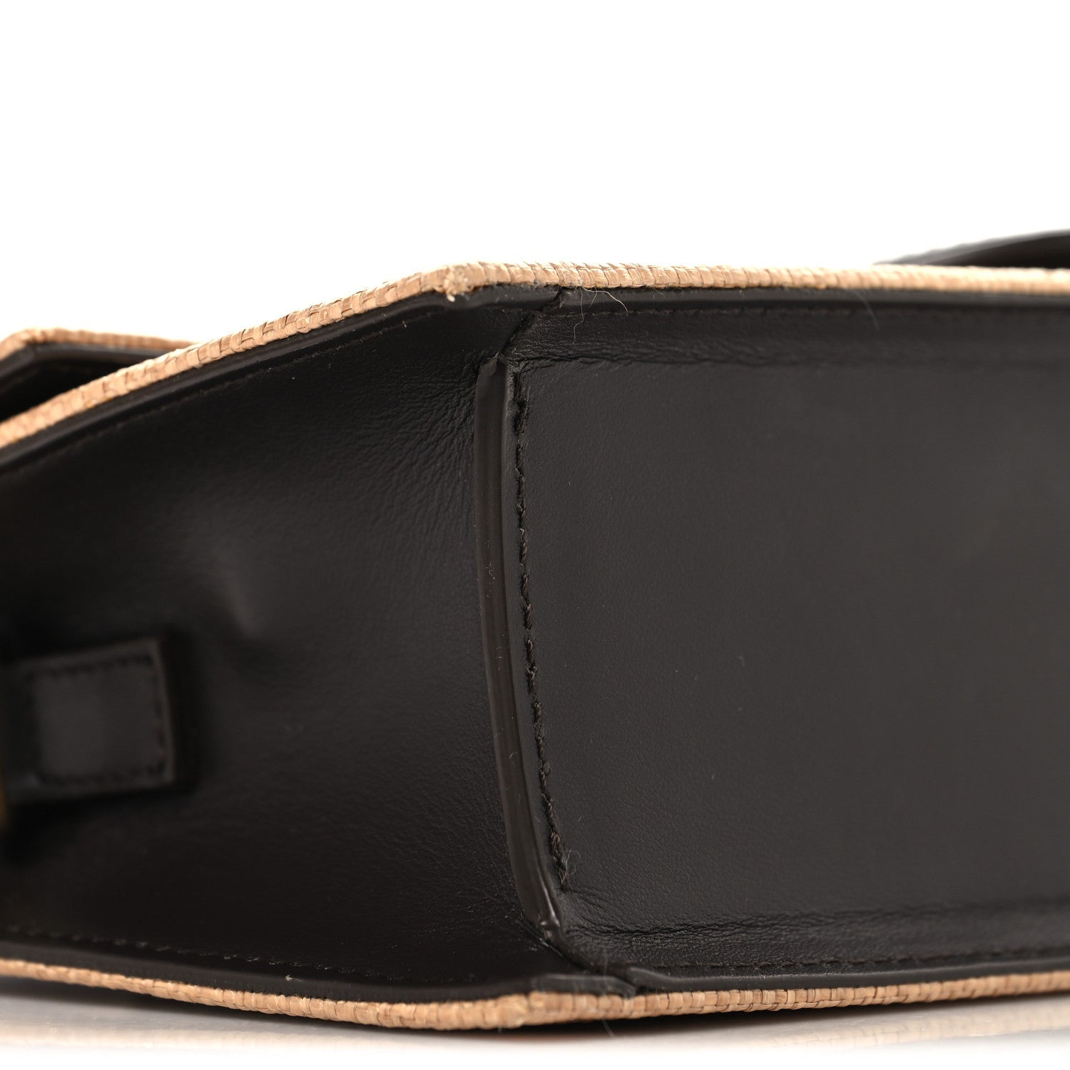 Raffia Smooth Calfskin Le Grand Bambino Natural Dark Brown
