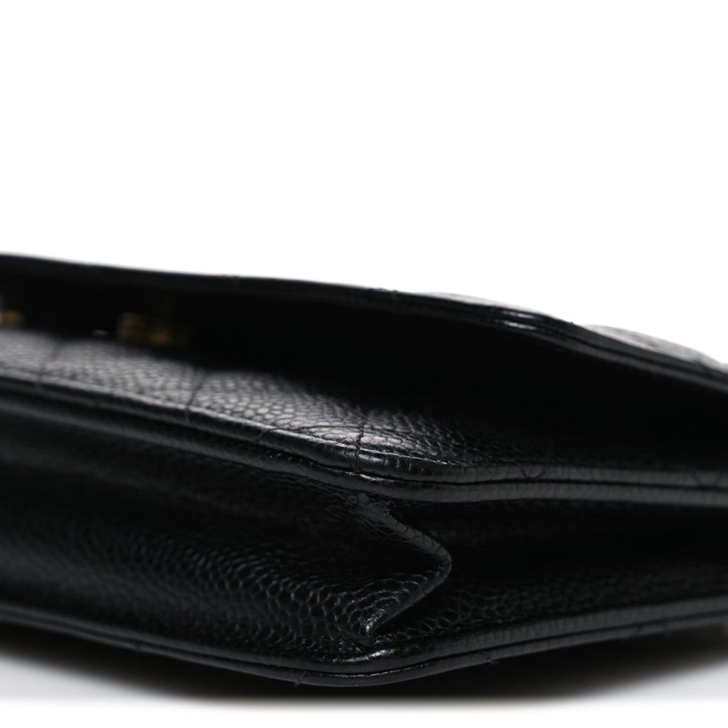 Caviar Quilted Wallet on Chain WOC Black