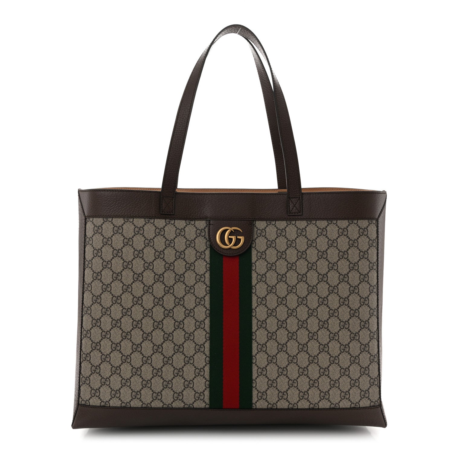 GG Supreme Monogram Web Ophidia Tote Brown