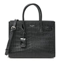 Calfskin Crocodile Embossed Baby Sac De Jour Black