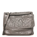 Crinkled Calfskin Matelasse Monogram Large Niki Chain Satchel Fog
