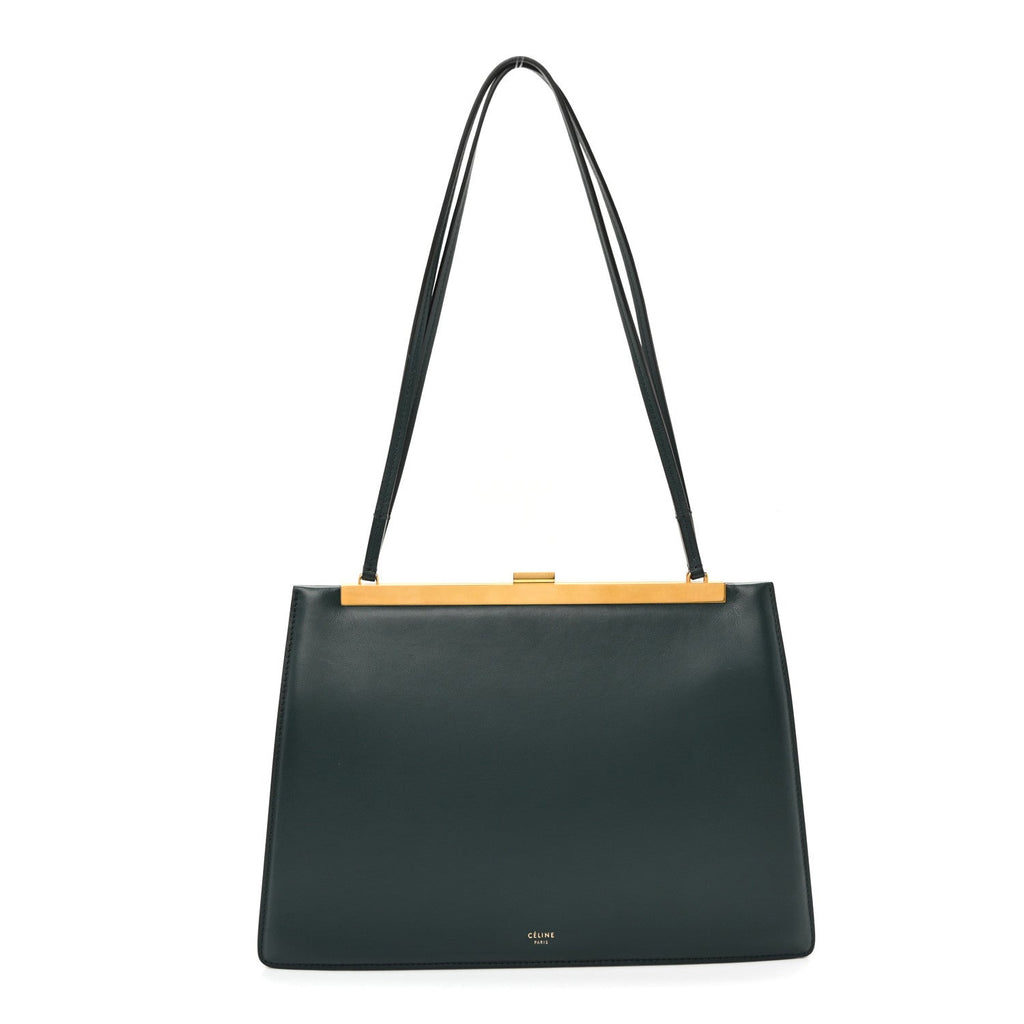 Smooth Calfskin Medium Clasp Shoulder Bag Forest