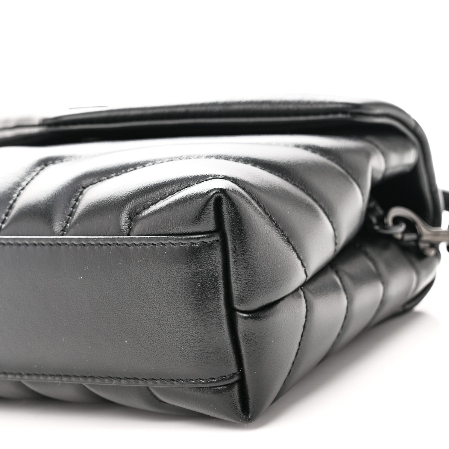 Calfskin Y Quilted Monogram Monochrome Toy Loulou Crossbody Bag Black