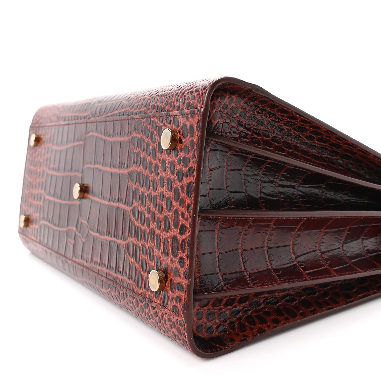 Calfskin Crocodile Embossed Small Sac De Jour Dark Blood