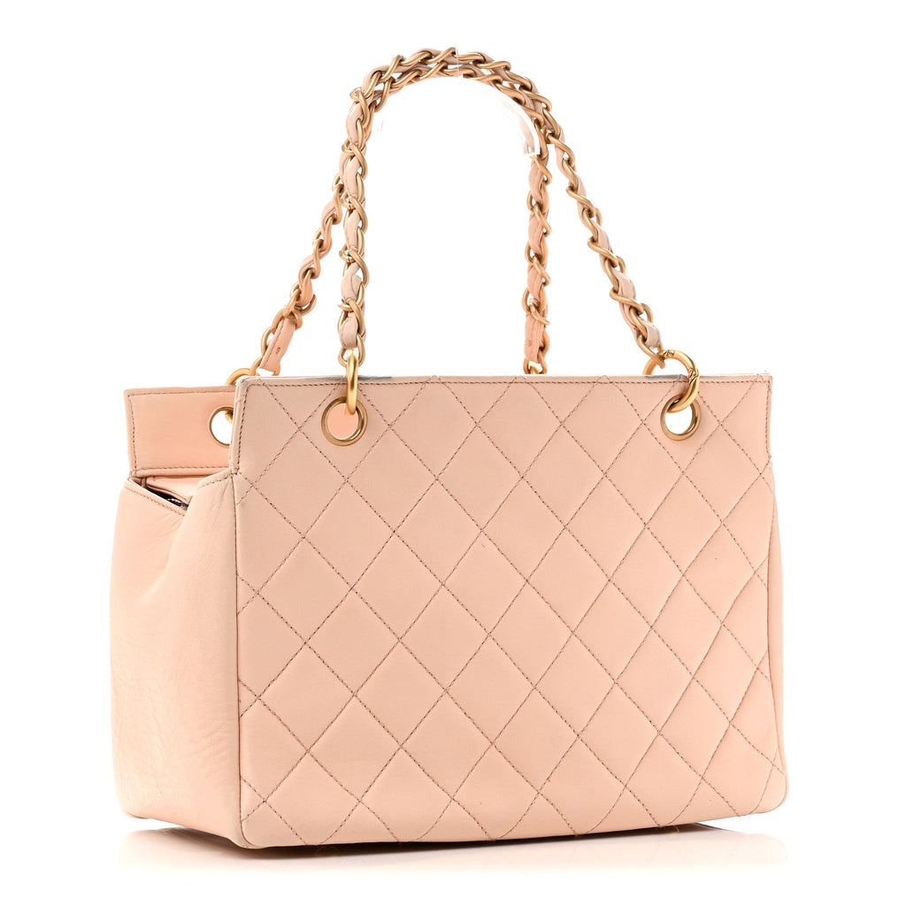 Lambskin Quilted Petit Timeless Shopping Tote PTT Beige