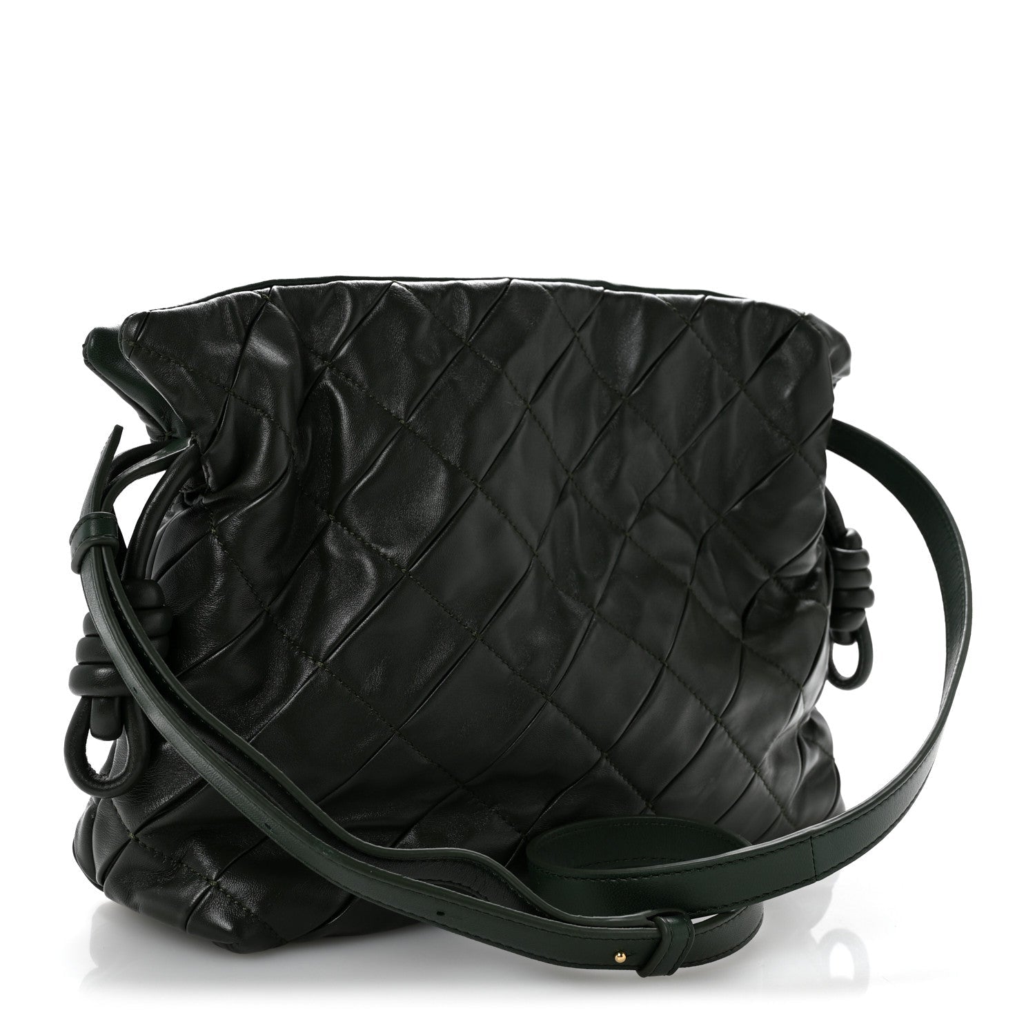 Calfskin Quilted Flamenco Knot Clutch Verde