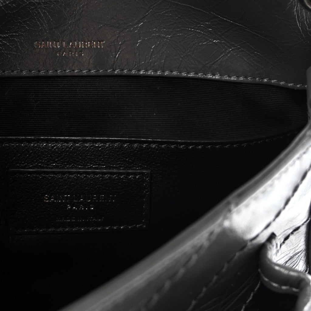 Crinkled Calfskin Matelasse Monogram Baby Niki Chain Satchel Storm