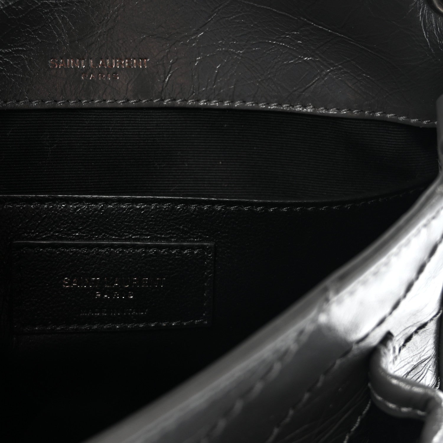 Crinkled Calfskin Matelasse Monogram Baby Niki Chain Satchel Storm