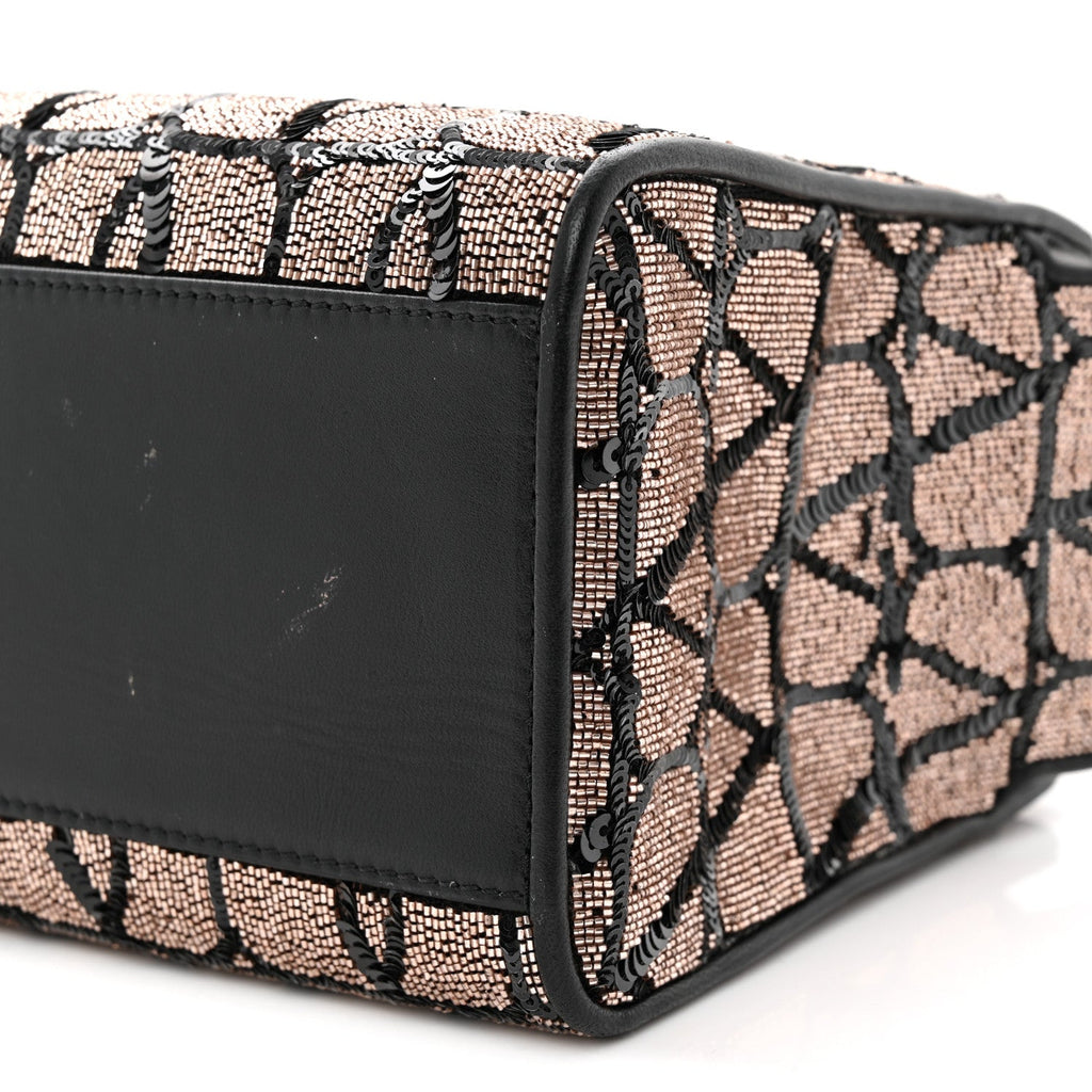 Sequins Toile Iconographe Calfskin Beaded Mini Le Troisieme Shopping Bag Black Rose