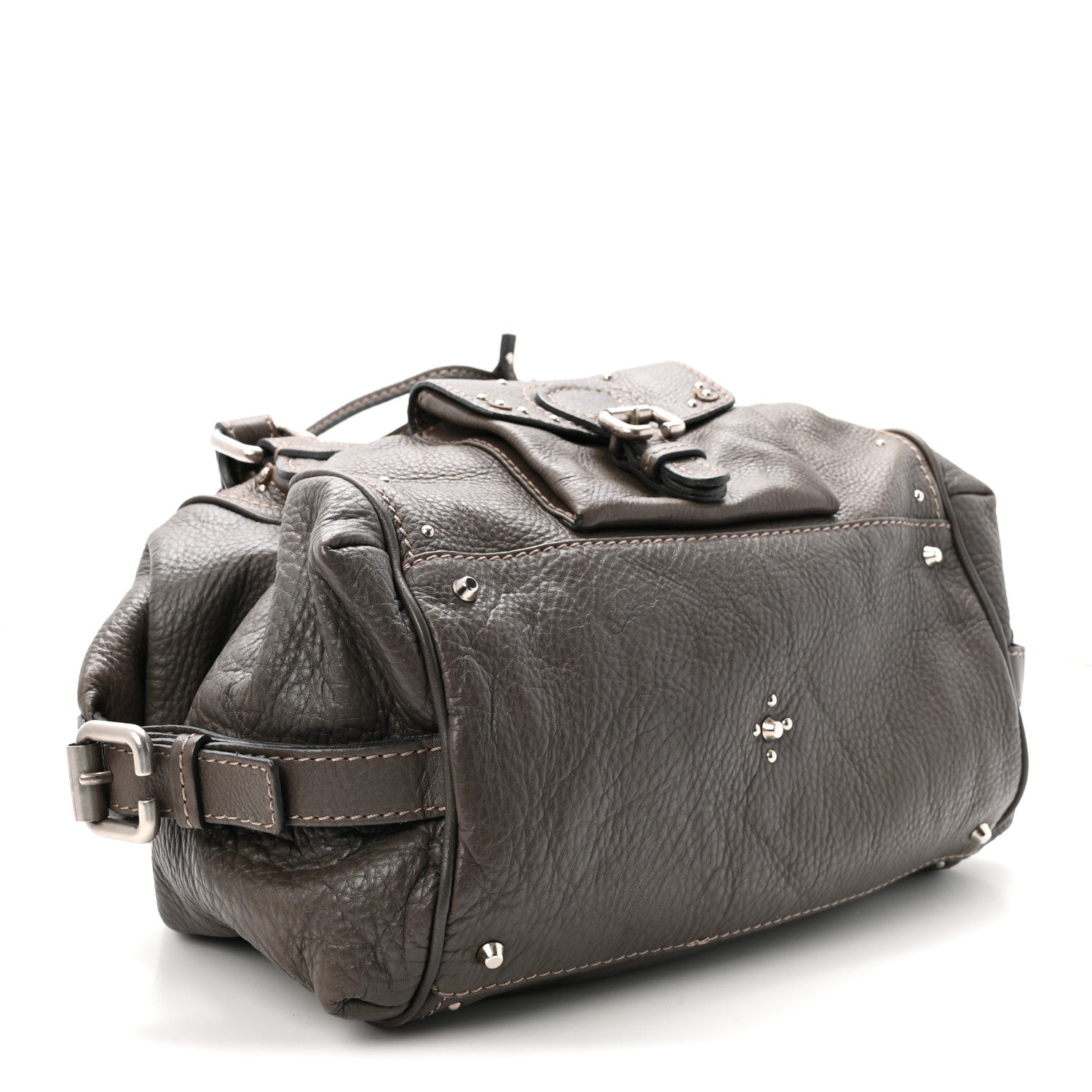 Calfskin Medium Paddington Satchel Gris Vert