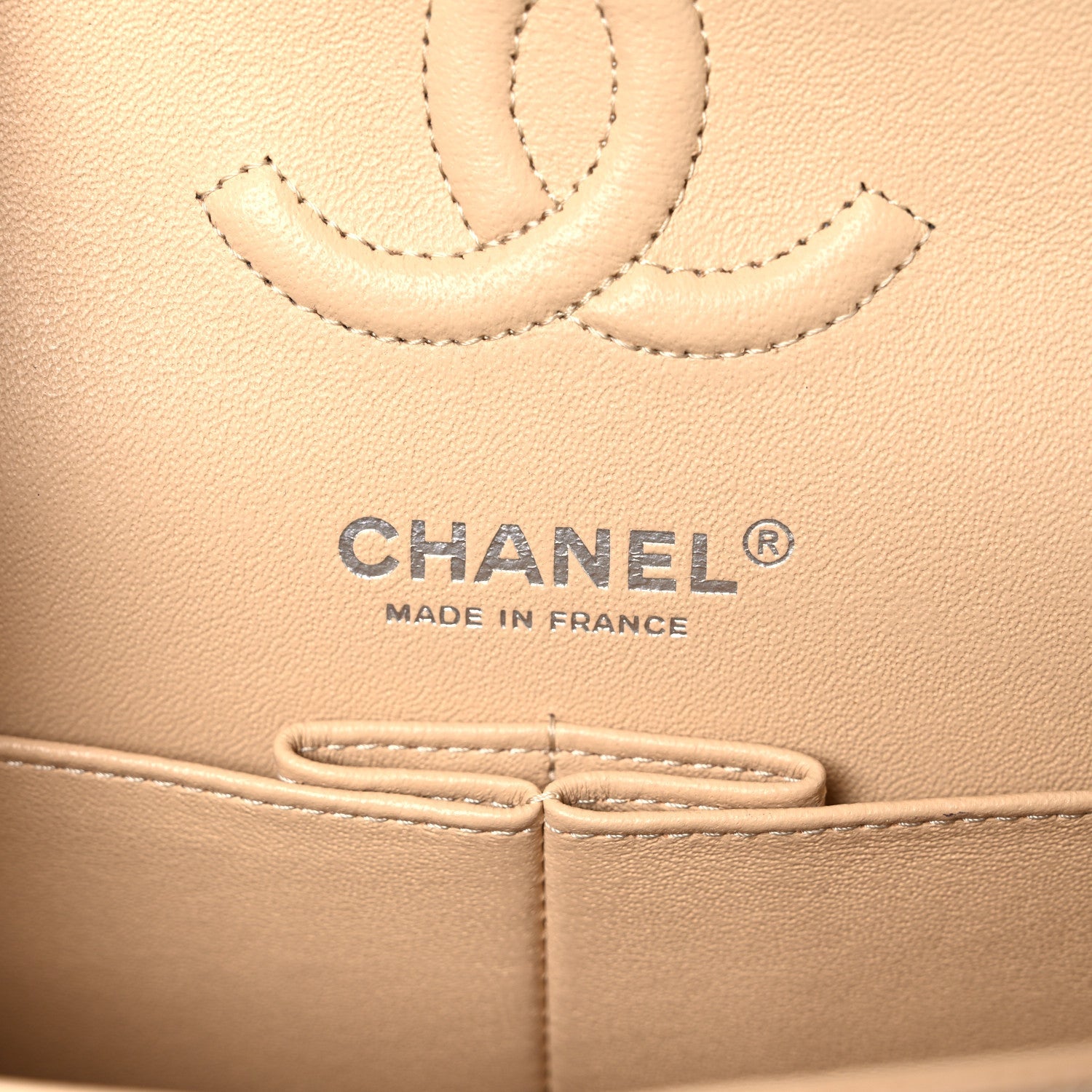 Caviar Quilted Small Double Flap Beige