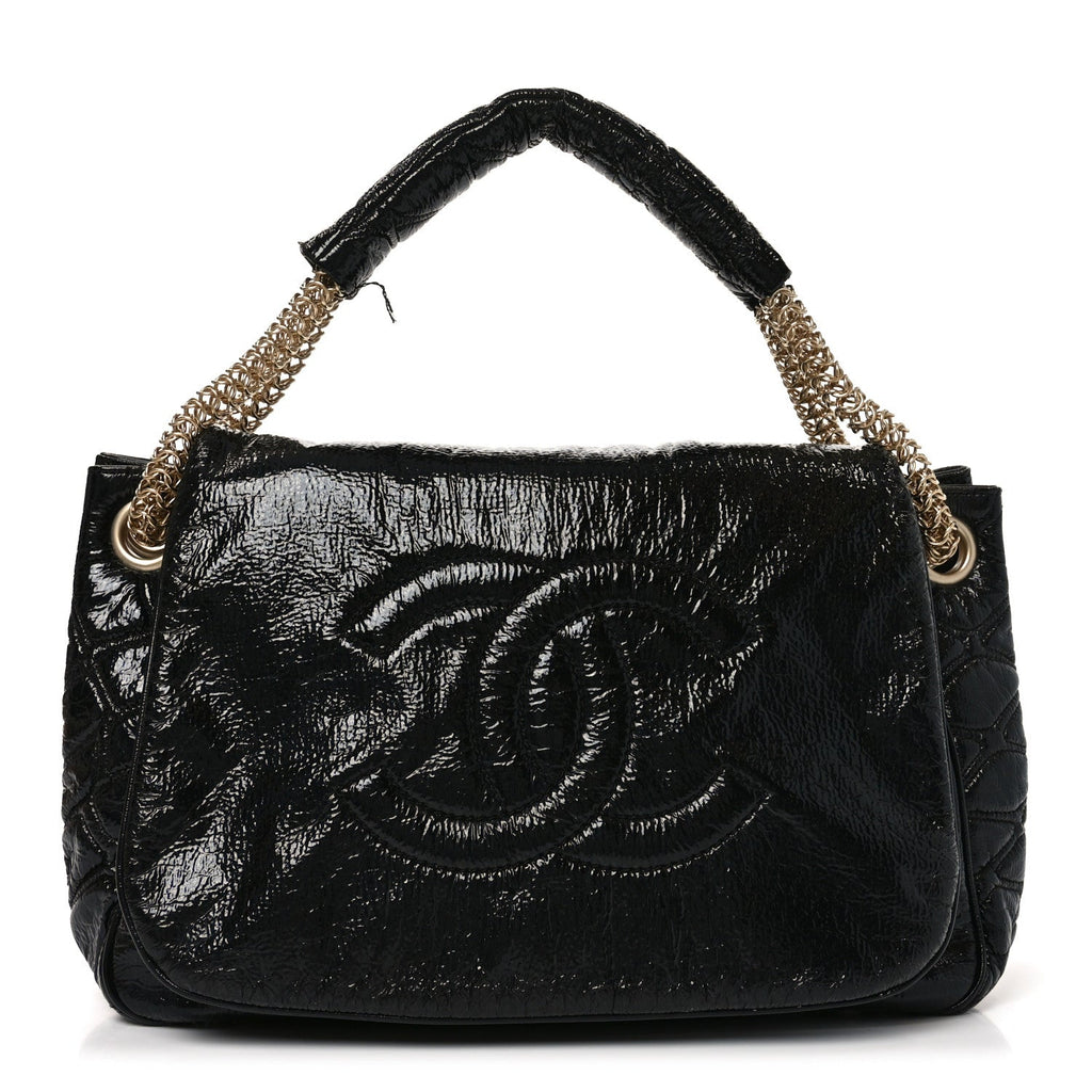 Vinyl Rodeo Accordion Flap Bag Black