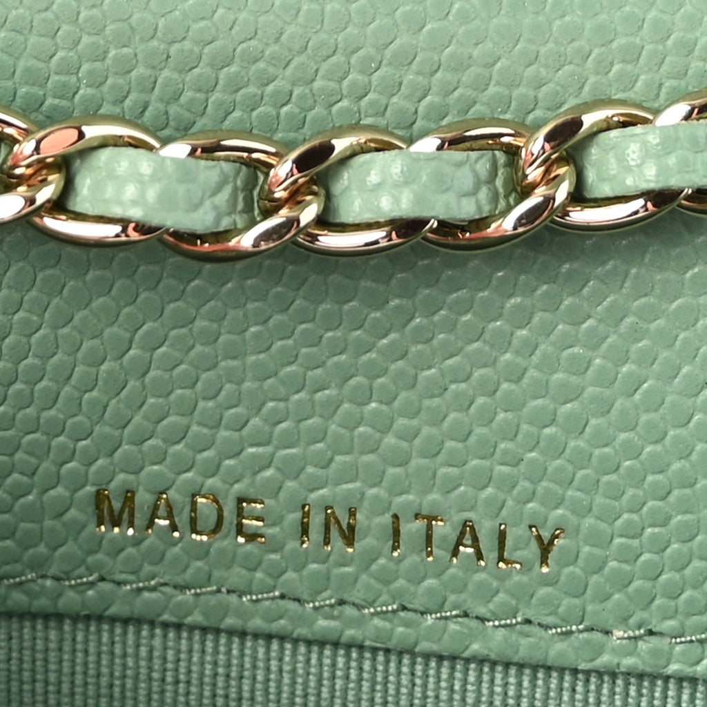 Caviar Quilted Mini Chain Belt Bag Light Green