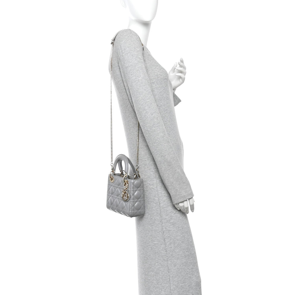 Lambskin Cannage Mini Lady Dior Grey