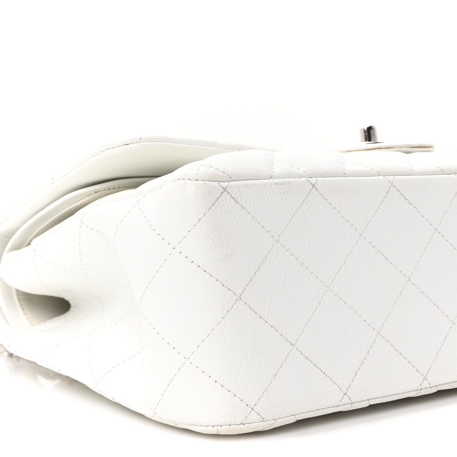 Caviar Quilted Jumbo Double Flap White