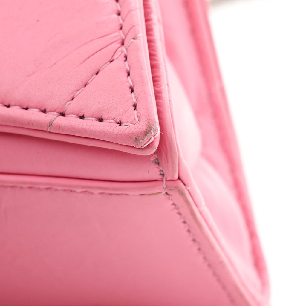 Crushed Calfskin Quilted Small Crush Chain Bag Sweet Pink
