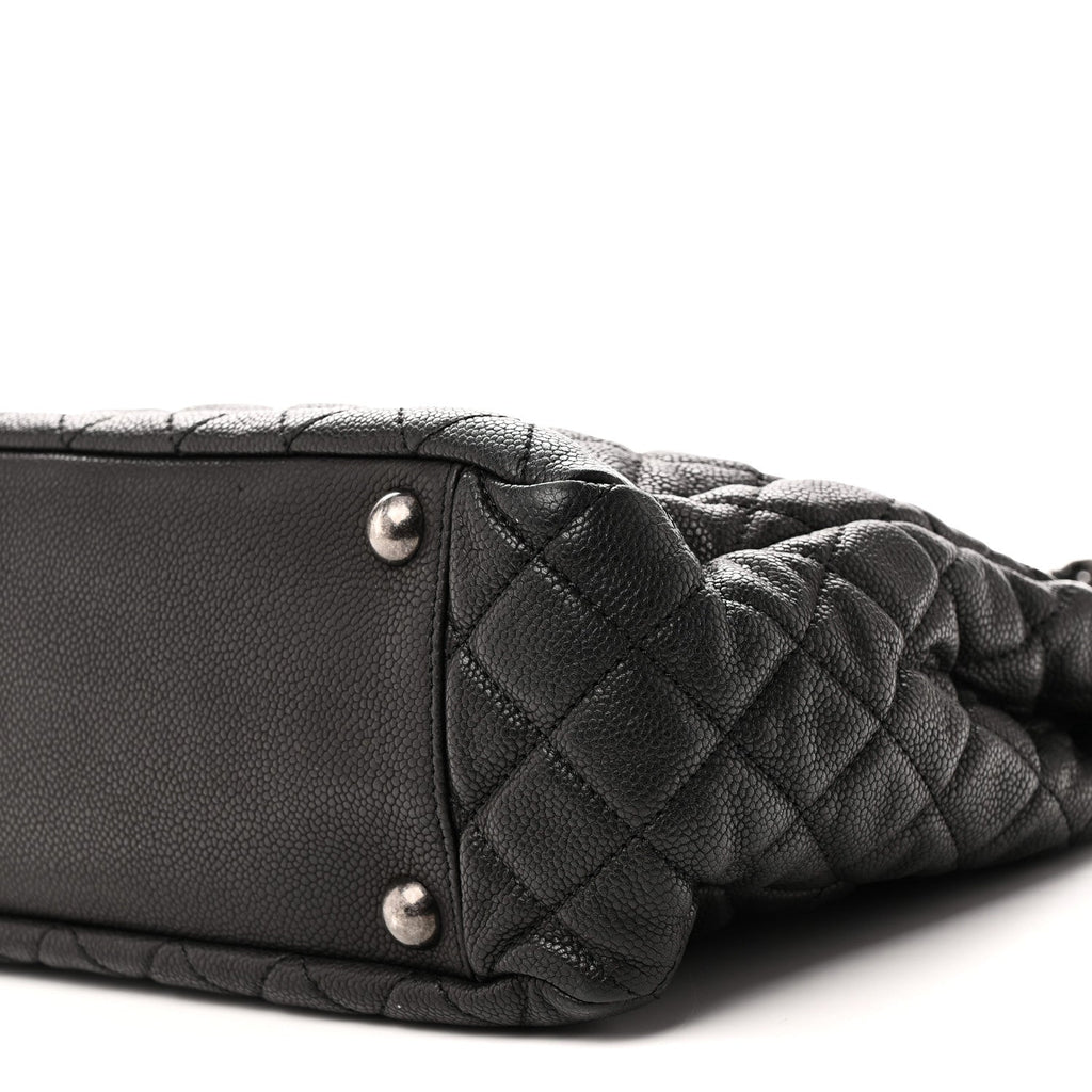 Caviar Quilted Shopping Tote Black Black
