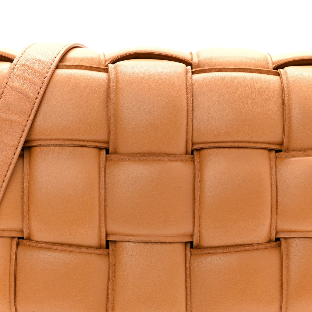 Nappa Maxi Intrecciato Padded Cassette Crossbody Bag Caramel