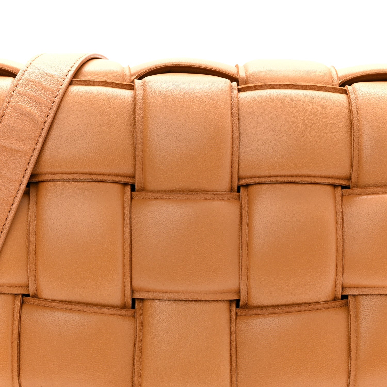 Nappa Maxi Intrecciato Padded Cassette Crossbody Bag Caramel