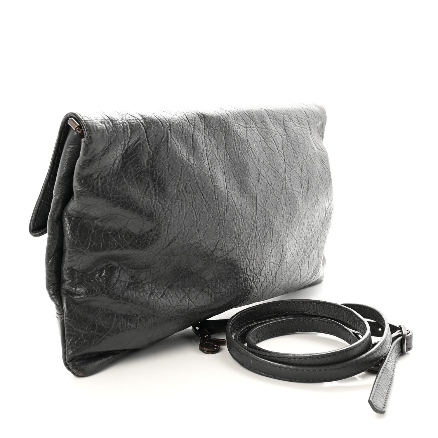 Agneau Classic Hardware Envelope Strap Clutch Gris Fossile