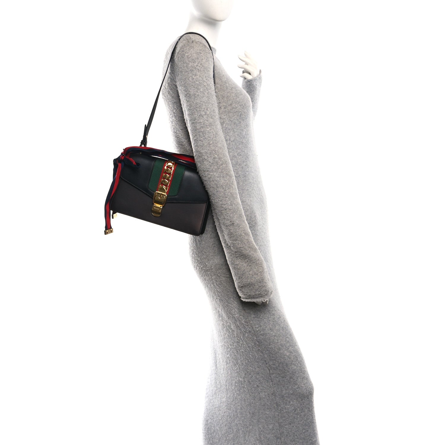 Calfskin Small Sylvie Shoulder Bag Black