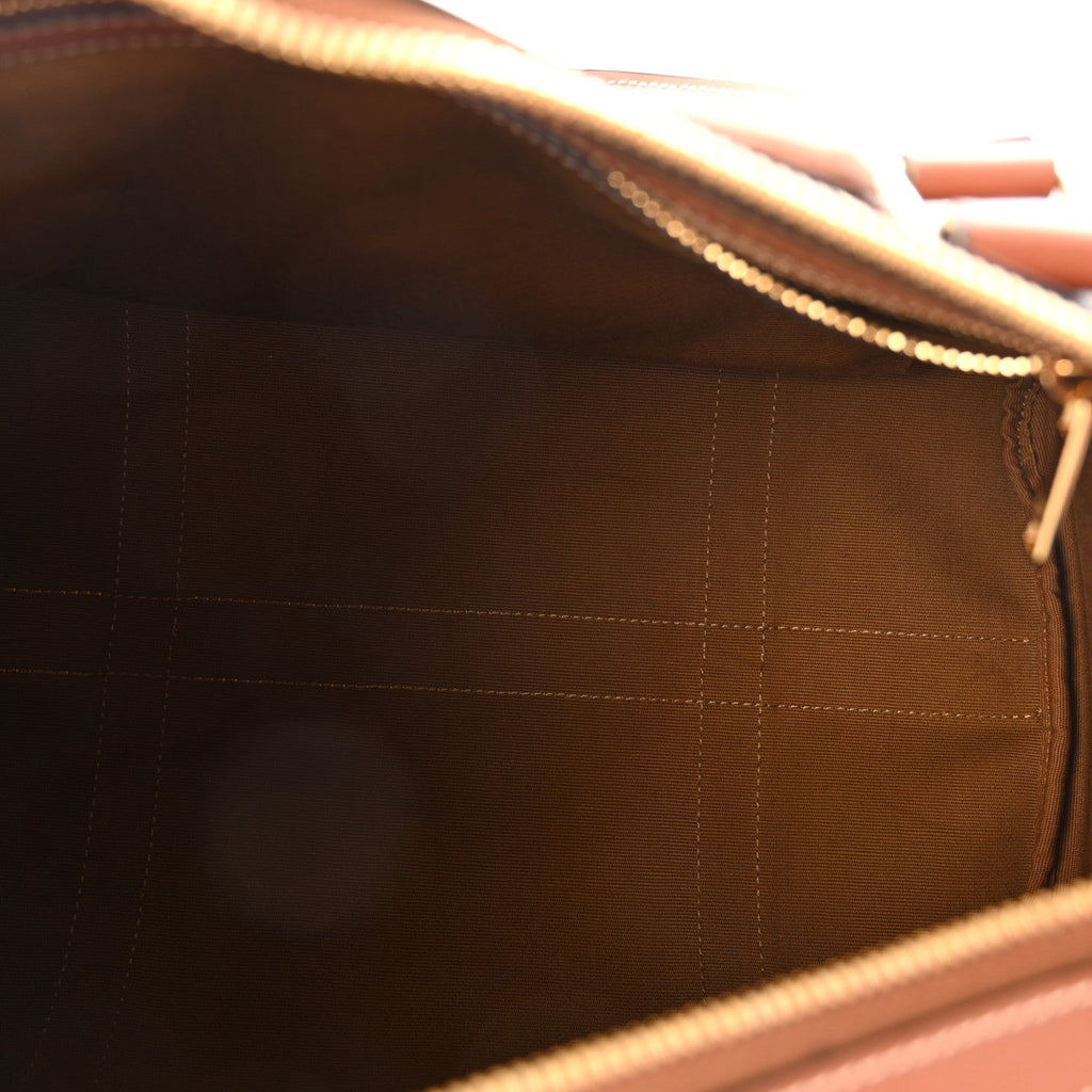 Triomphe Canvas Calfskin Boston Bag Tan
