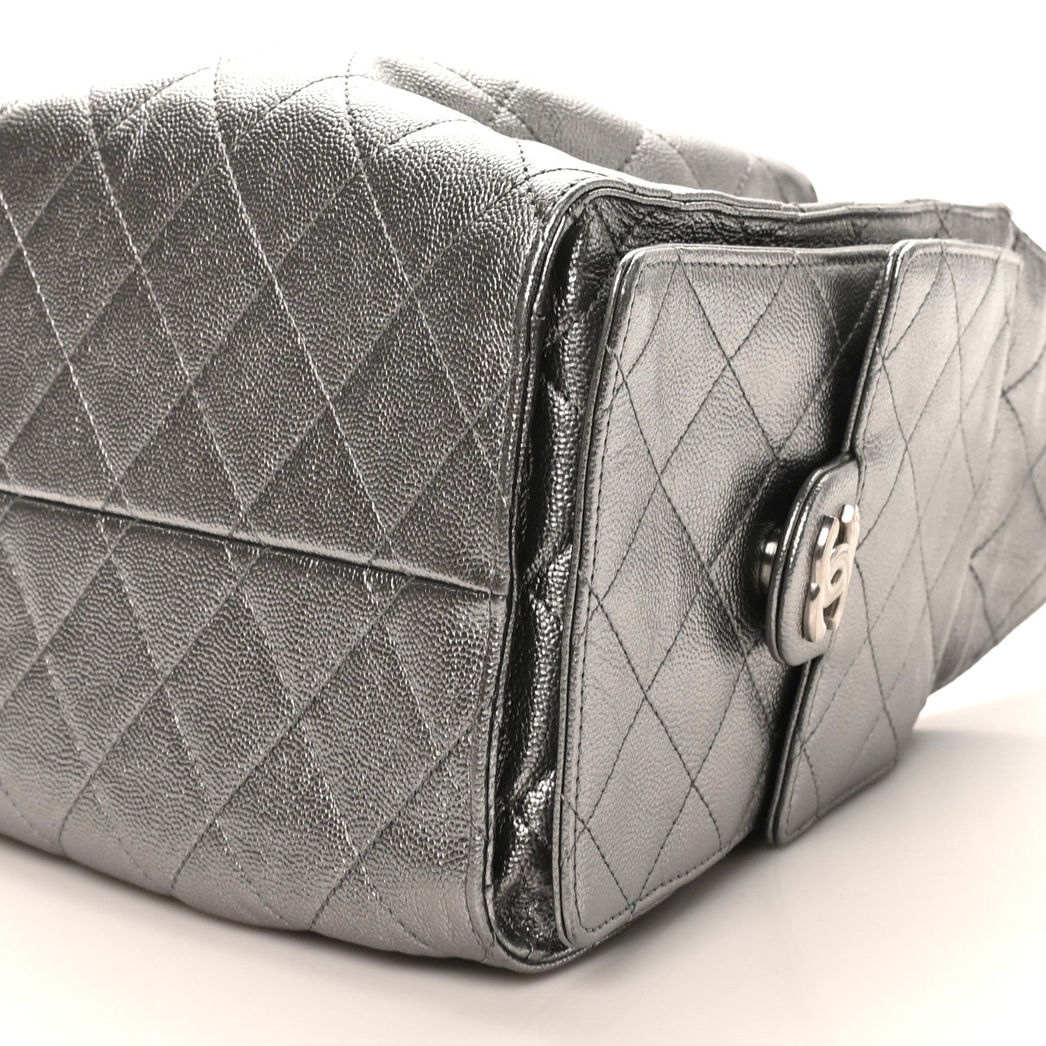 Metallic Caviar Quilted Small Chanel 25 Handbag Anthracite