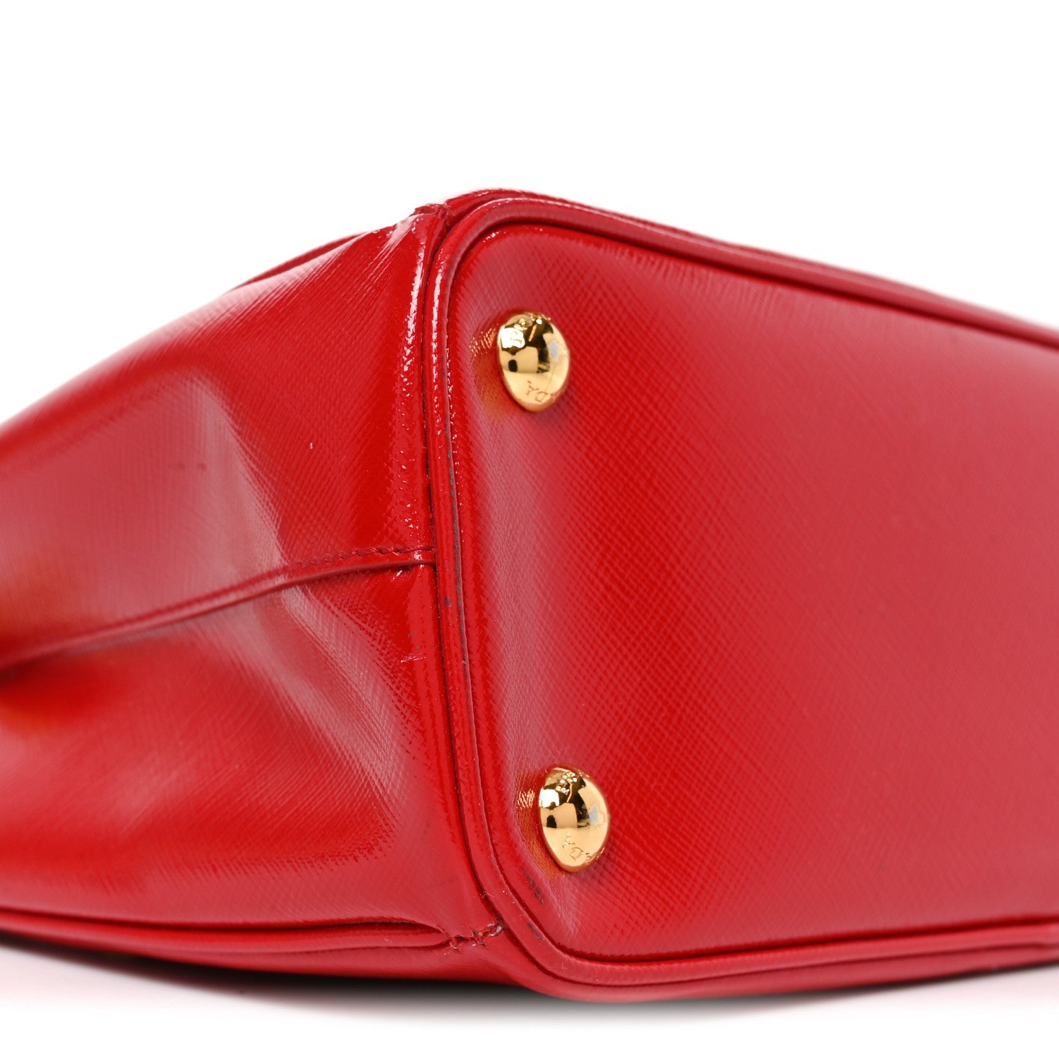 Saffiano Vernice Mini Galleria Double Zip Tote Rosso
