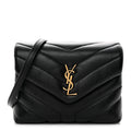 Calfskin Y Quilted Monogram Toy Loulou Crossbody Bag Black