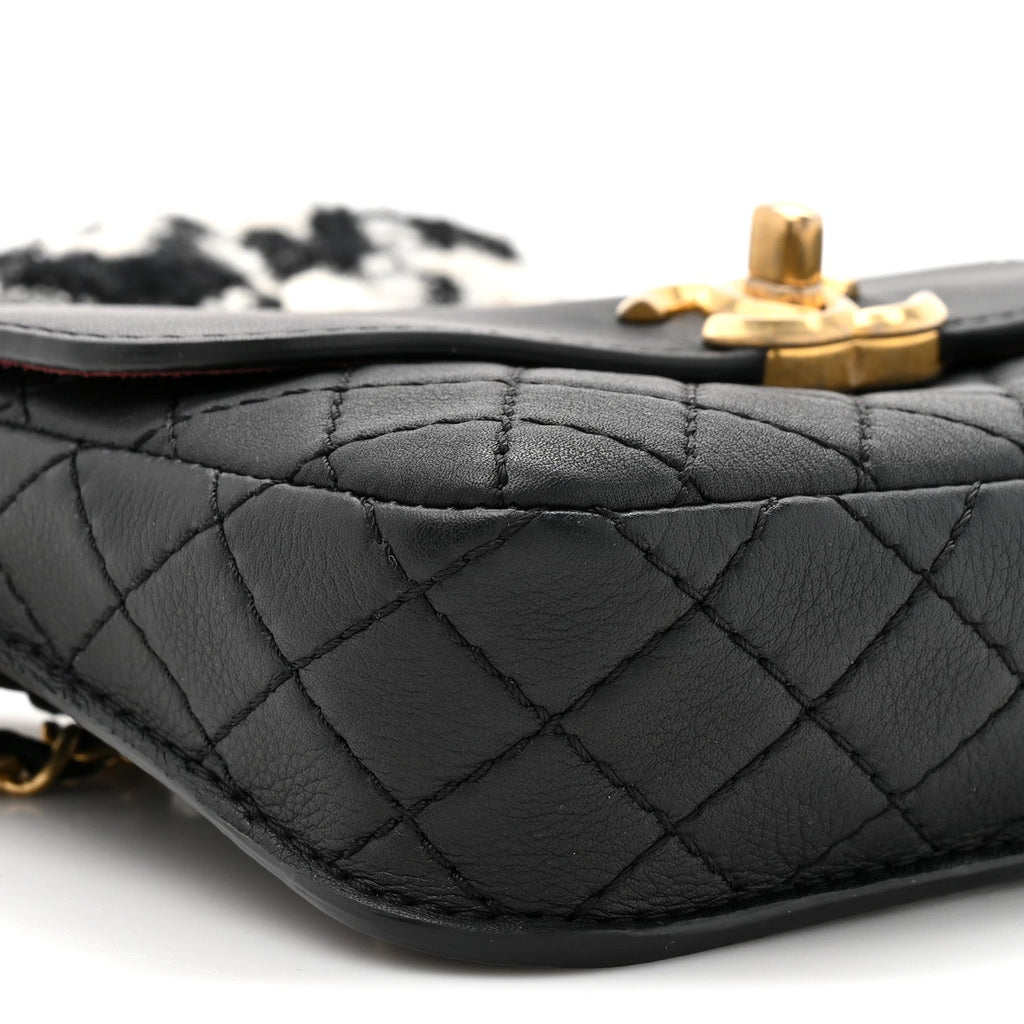 Calfskin Quilted Multi Pouching Flap And Coin Purse Black