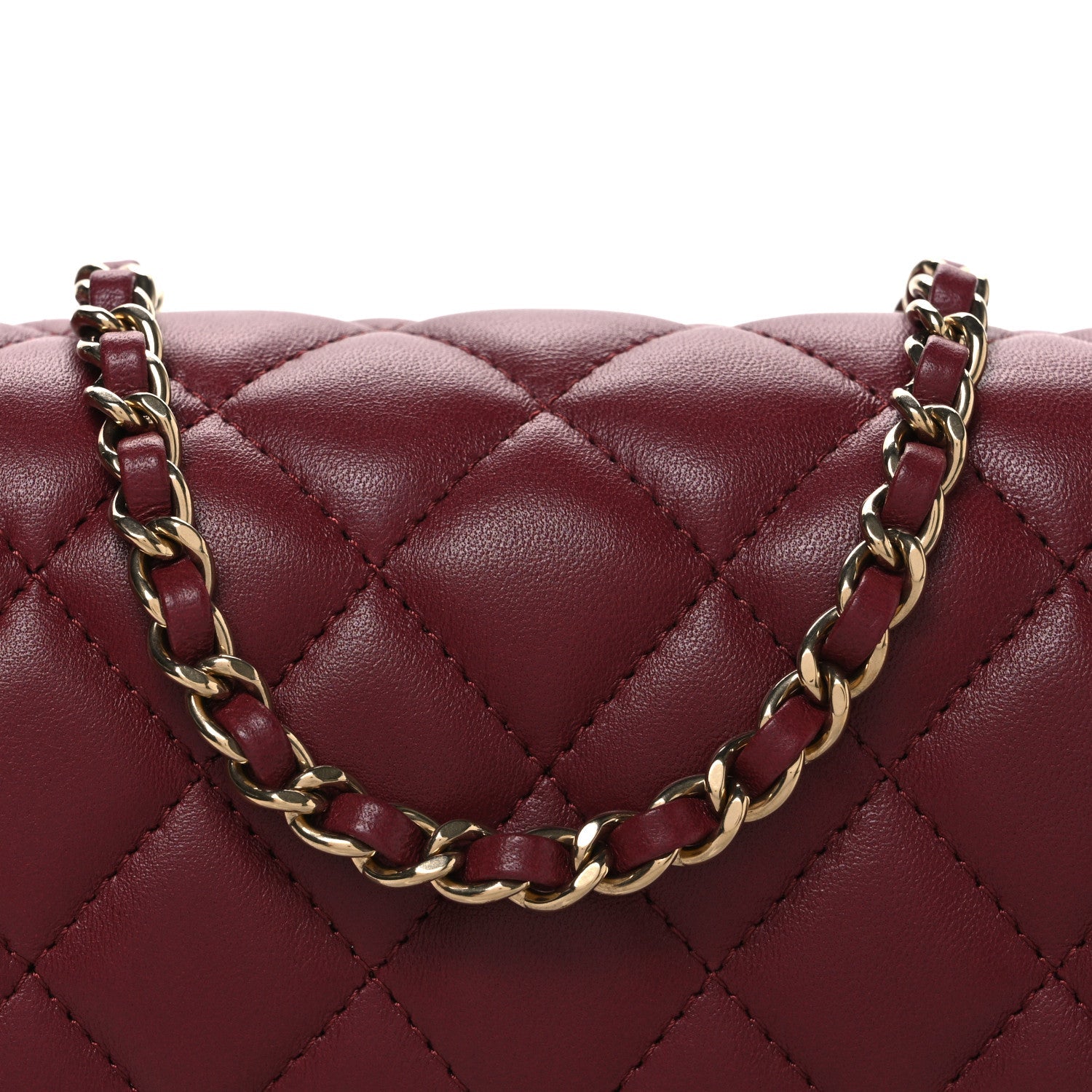 Lambskin Quilted Extra Mini Flap Bag Burgundy