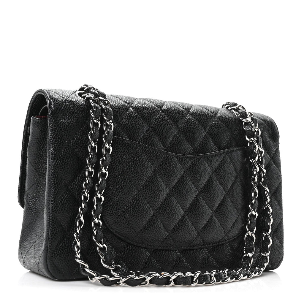 Caviar Quilted Medium Double Flap Black