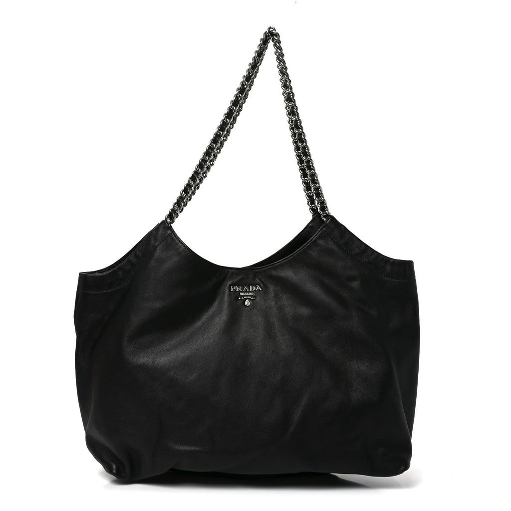 Soft Calf Chain Tote Black