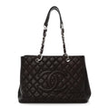 Caviar Quilted Grand Shopping Tote GST Dark Brown